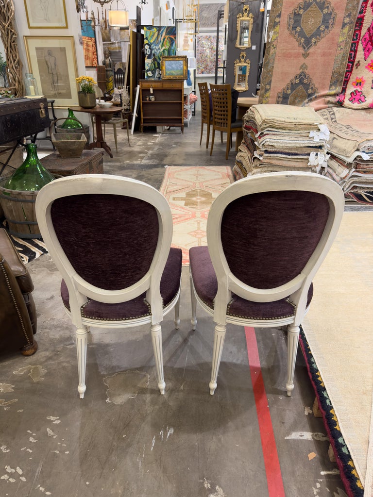 Set/8 Vintage French Louis XV Dining Chairs in Velvet