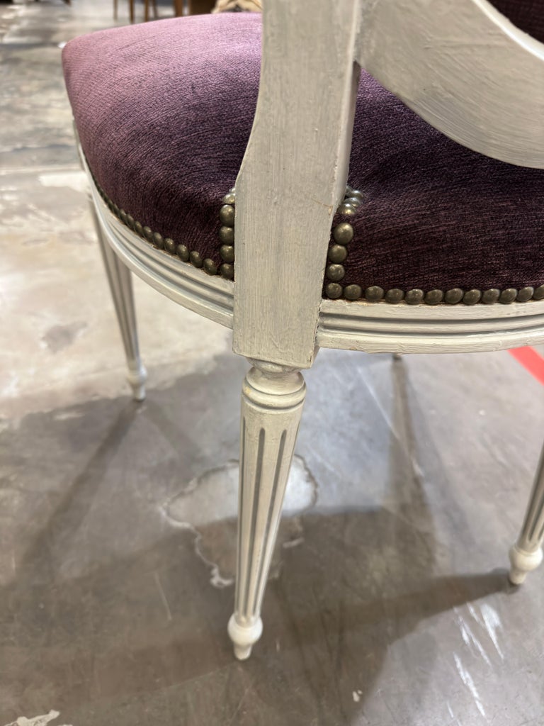 Set/8 Vintage French Louis XV Dining Chairs in Velvet