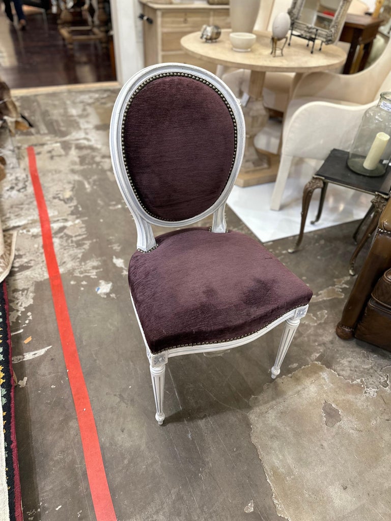 Set/8 Vintage French Louis XV Dining Chairs in Velvet