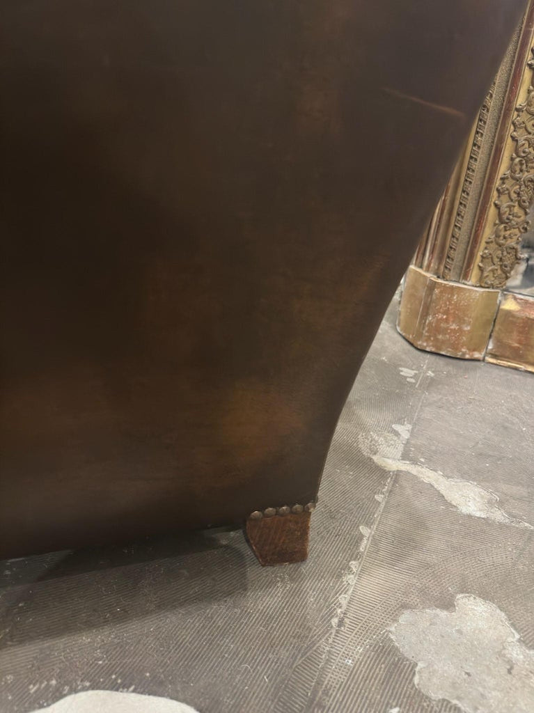 Vintage French Leather Chair with Nailhead Detail