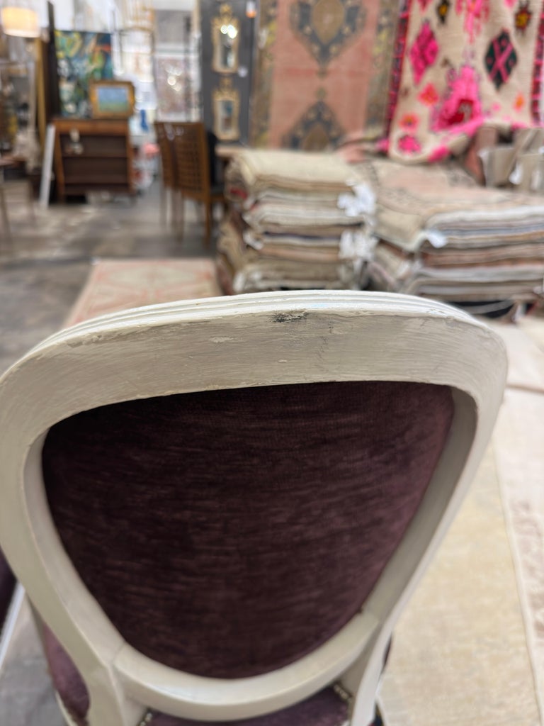 Set/8 Vintage French Louis XV Dining Chairs in Velvet