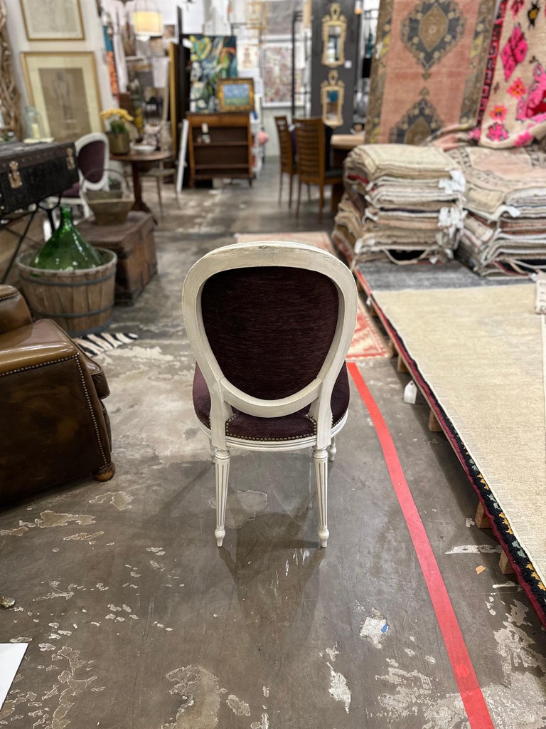 Set/8 Vintage French Louis XV Dining Chairs in Velvet