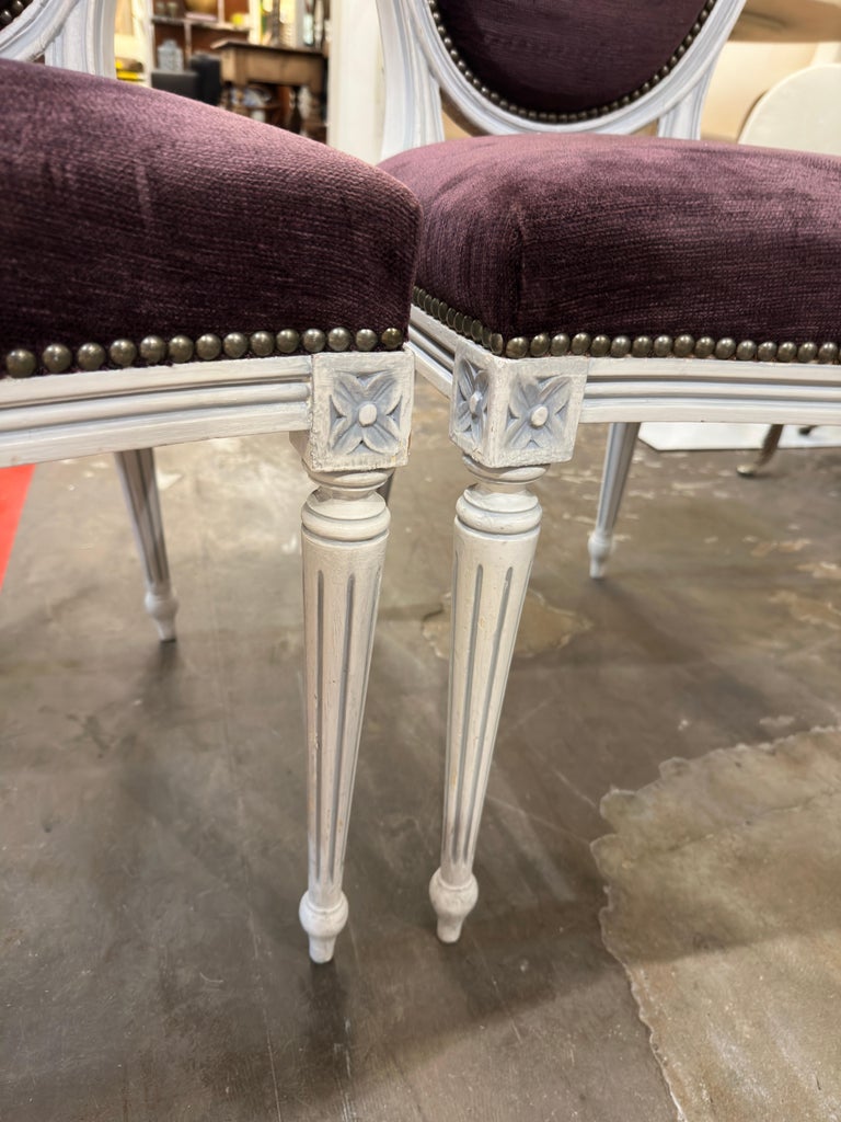 Set/8 Vintage French Louis XV Dining Chairs in Velvet