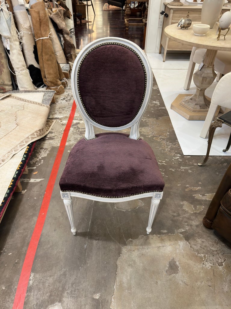 Set/8 Vintage French Louis XV Dining Chairs in Velvet