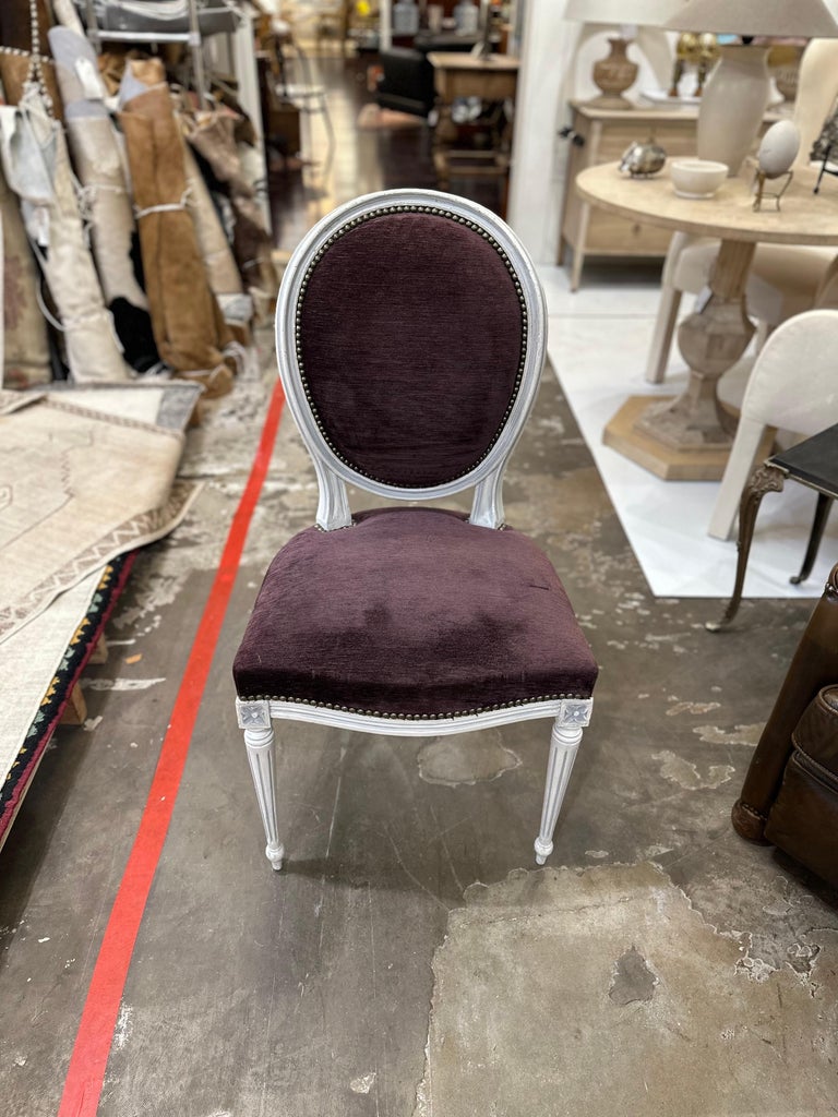 Set/8 Vintage French Louis XV Dining Chairs in Velvet