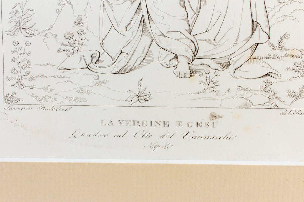 Framed European Religious Print in Gilt Frame