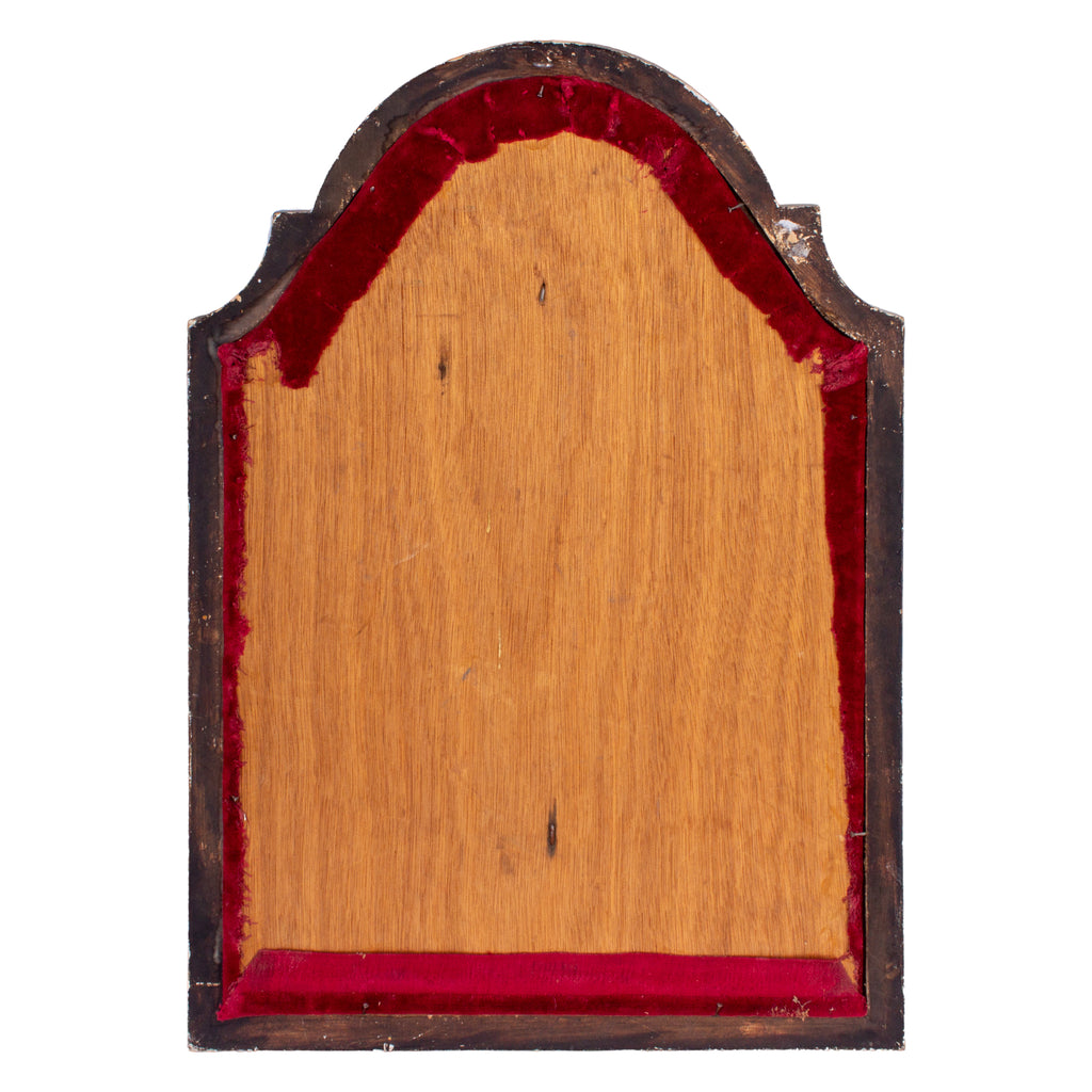 Vintage French Crucifix on Red Velvet & Gilt Plaque