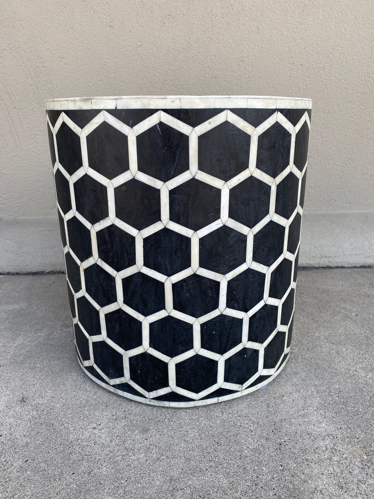 Inlaid Bone Honeycomb Stool & Side Table