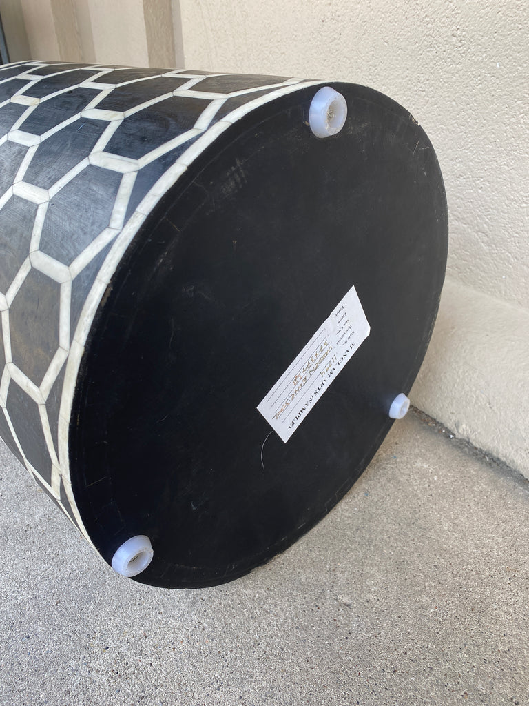 Inlaid Bone Honeycomb Stool & Side Table