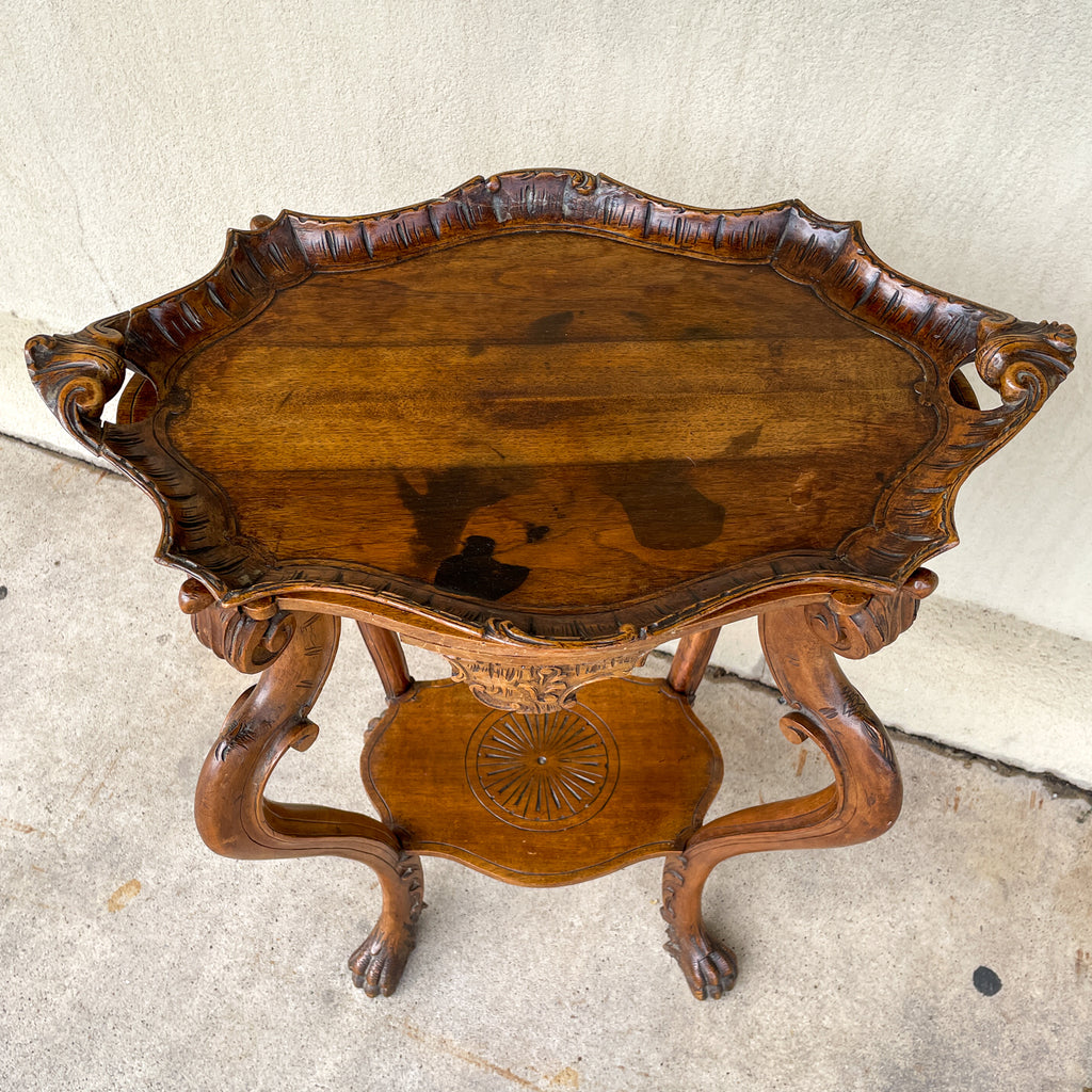 Antique French Carved Oak Louis XVI Tray Top Table