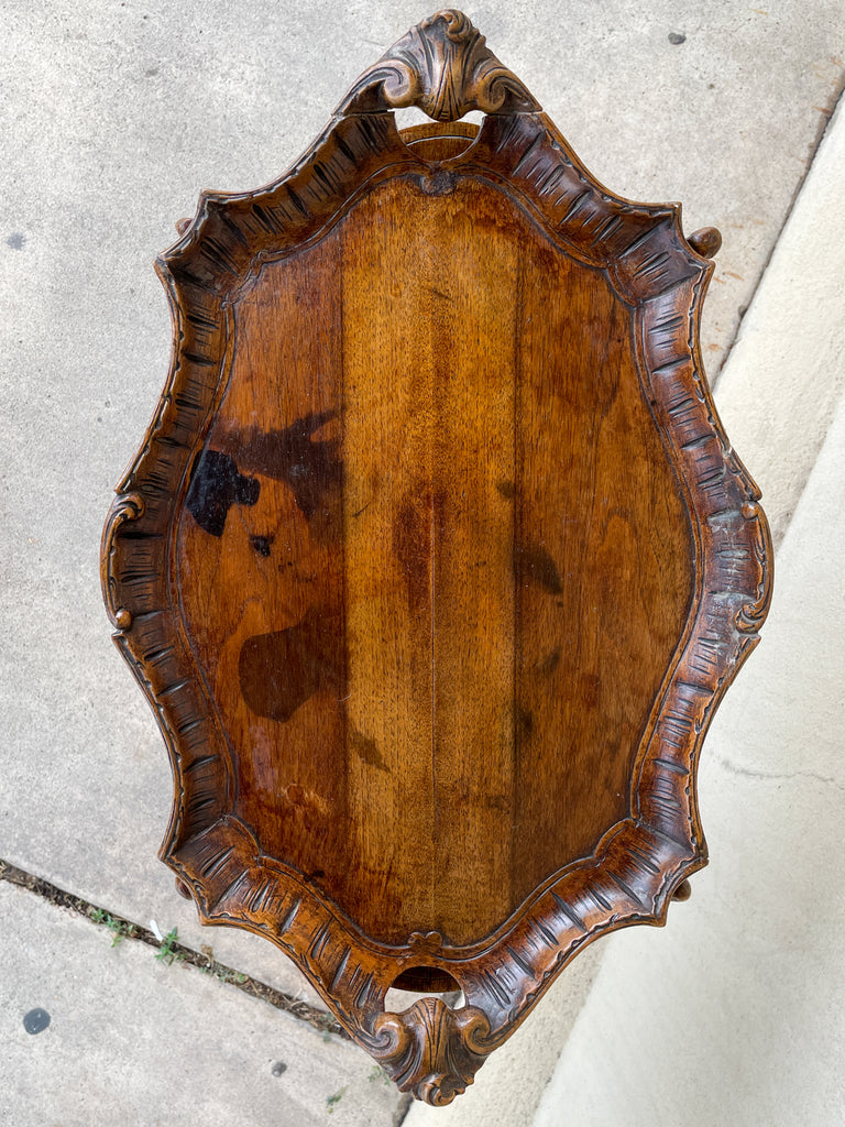 Antique French Carved Oak Louis XVI Tray Top Table