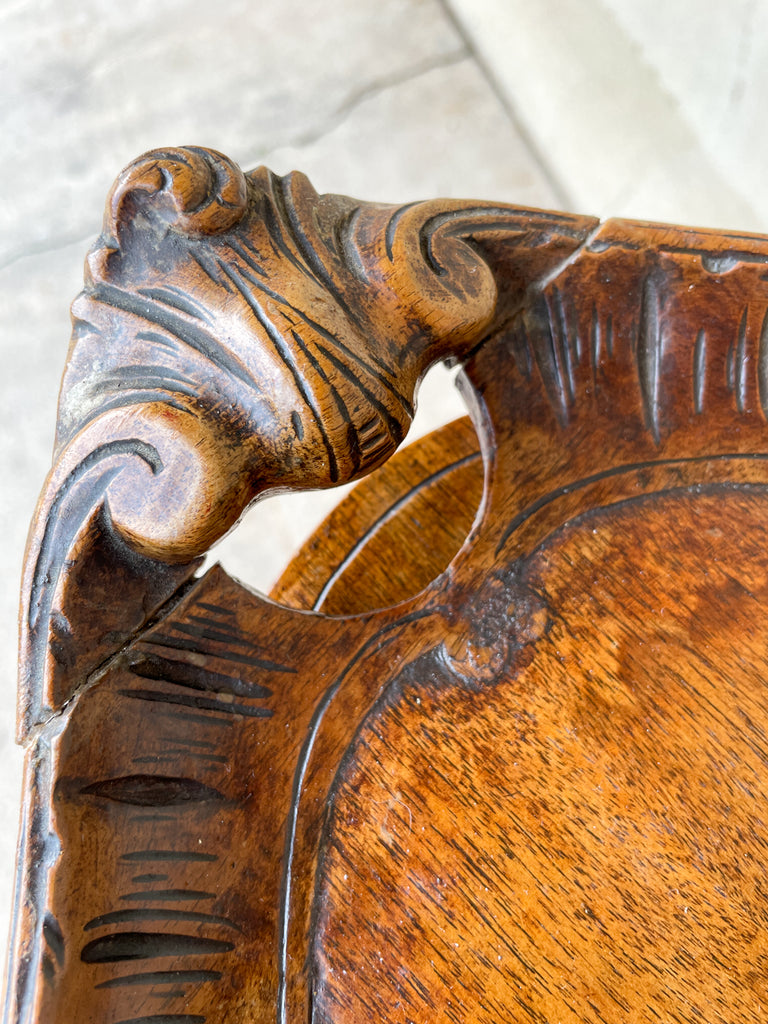 Antique French Carved Oak Louis XVI Tray Top Table
