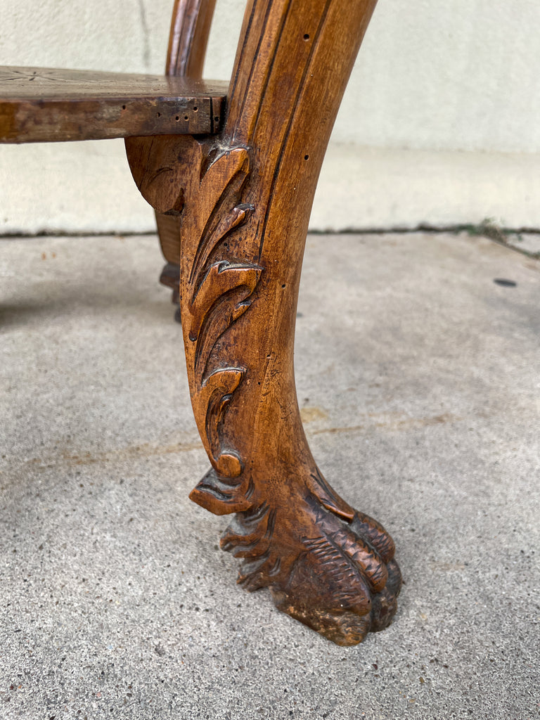 Antique French Carved Oak Louis XVI Tray Top Table
