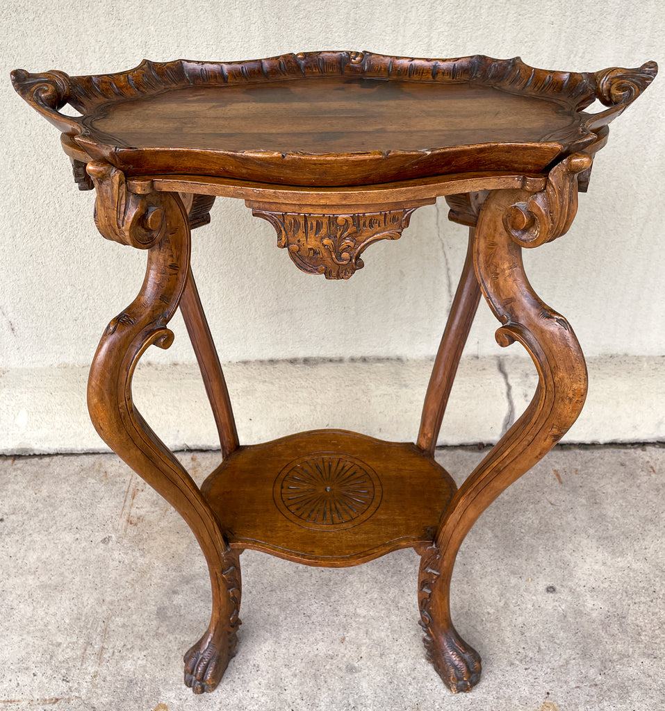 Antique French Carved Oak Louis XVI Tray Top Table