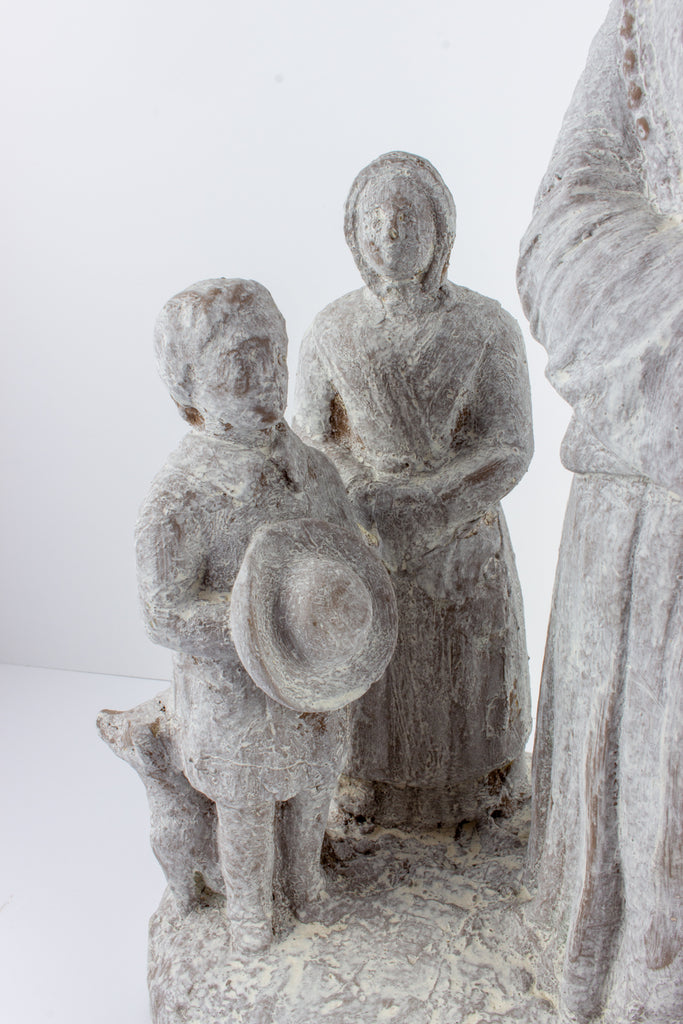 Antique French Plaster Religious Statue