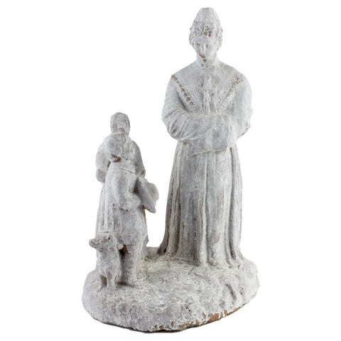 Antique French Plaster Religious Statue