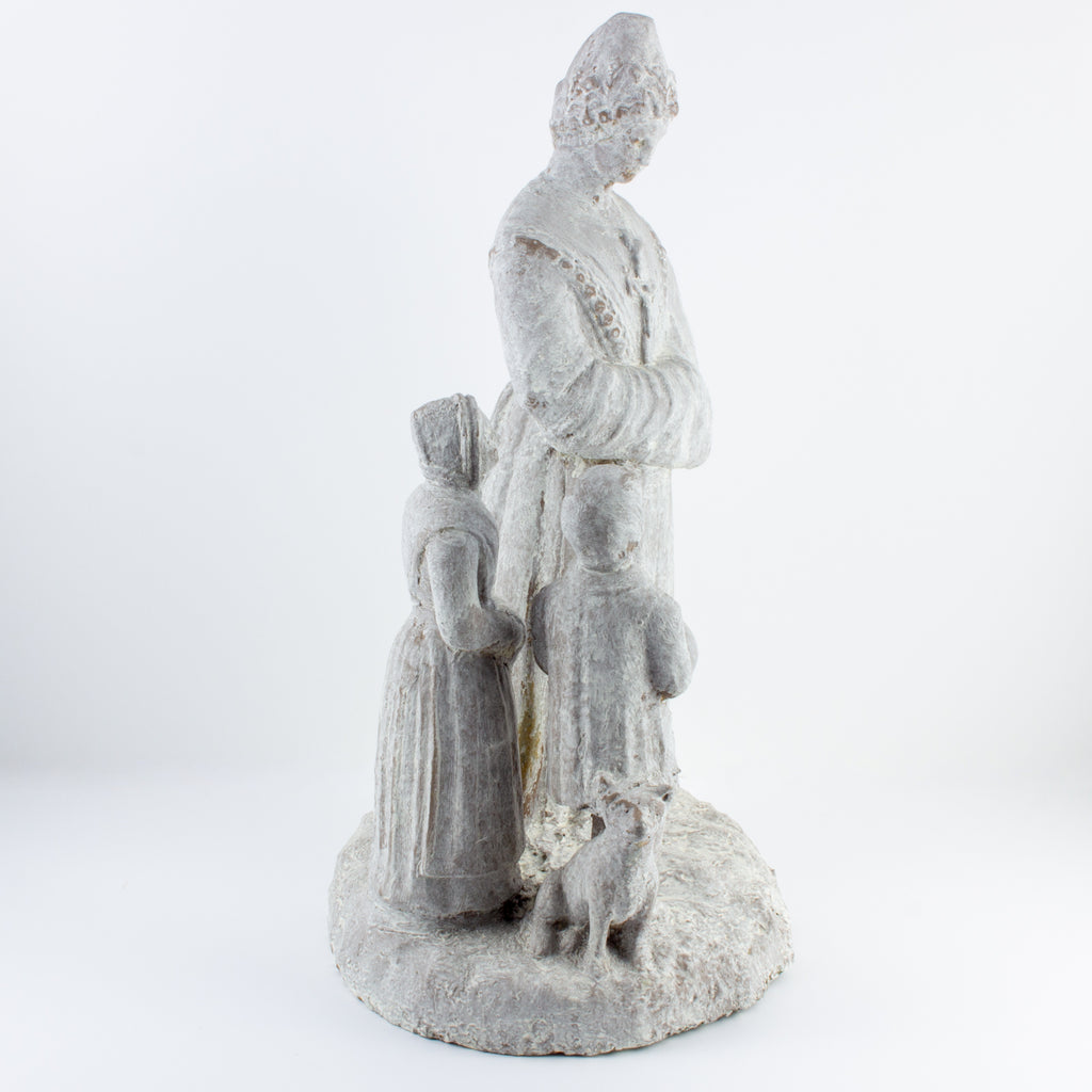 Antique French Plaster Religious Statue