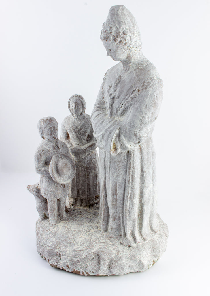 Antique French Plaster Religious Statue