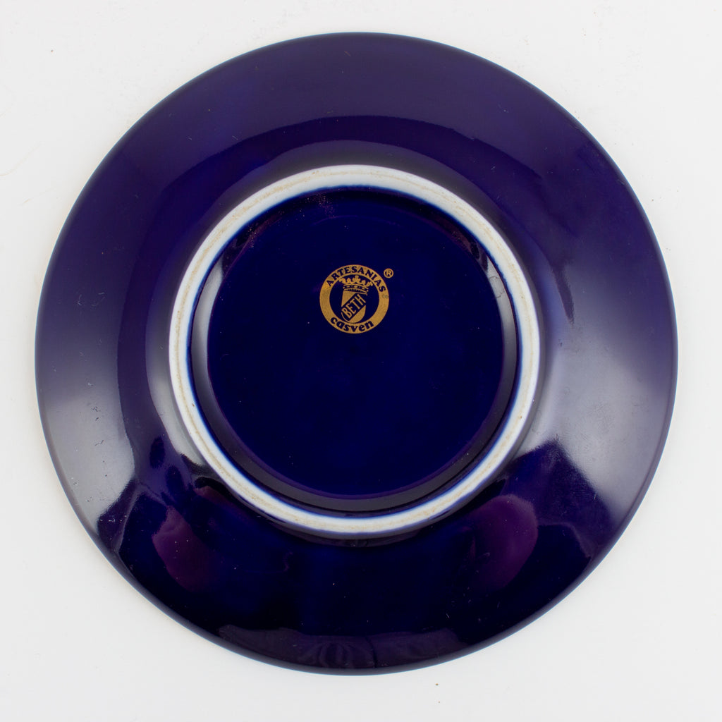 Vintage Spanish Blue & Gold Ceramic Dish
