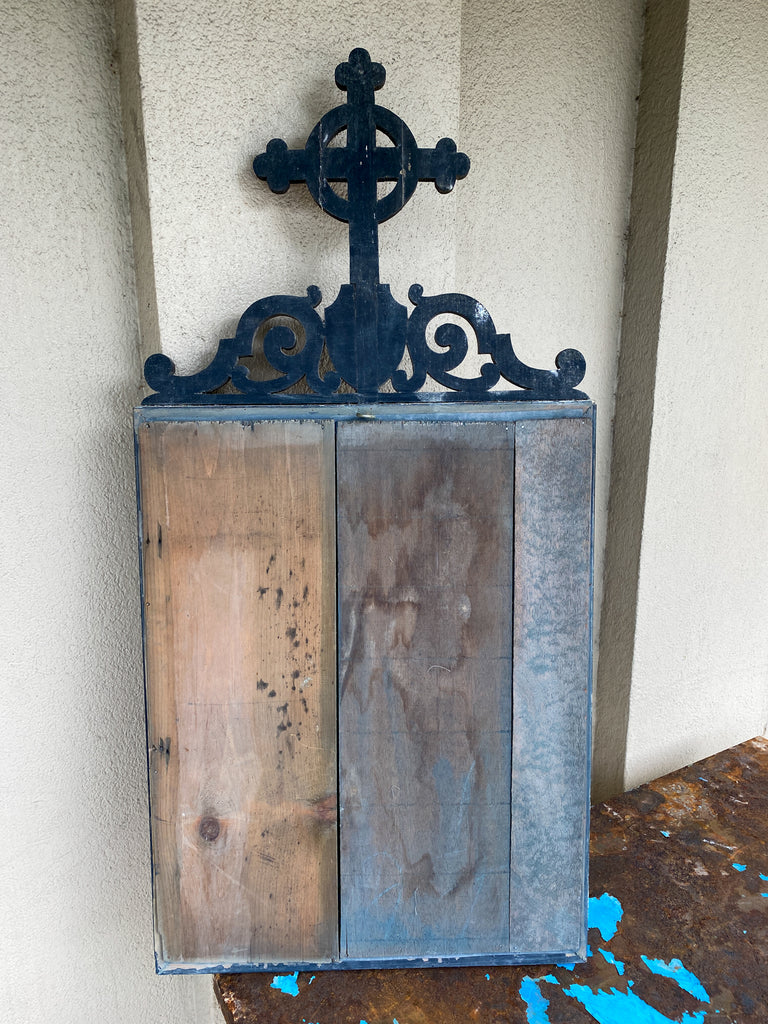 Antique French Ebonized & Gilt Wood Stations of the Cross Mirror Pairing