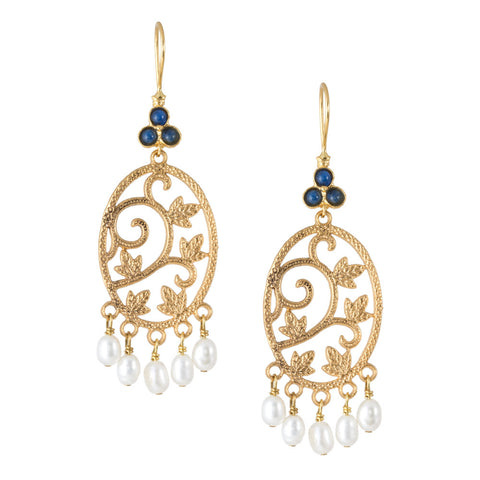 Turkish Delights Earrings: Filigree & Pearl Danglers