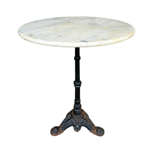 1920s French Marble & Iron Bistro Table