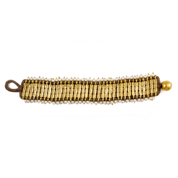 Grace Pearly Bracelet in Taupe - Handmade in Egypt
