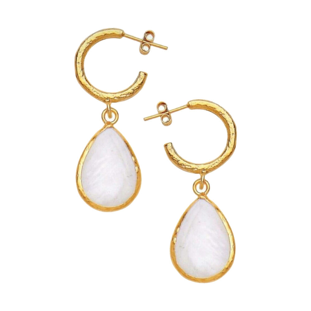 Turkish Delights Earrings: Mother of Pearl Teardrop Hoops