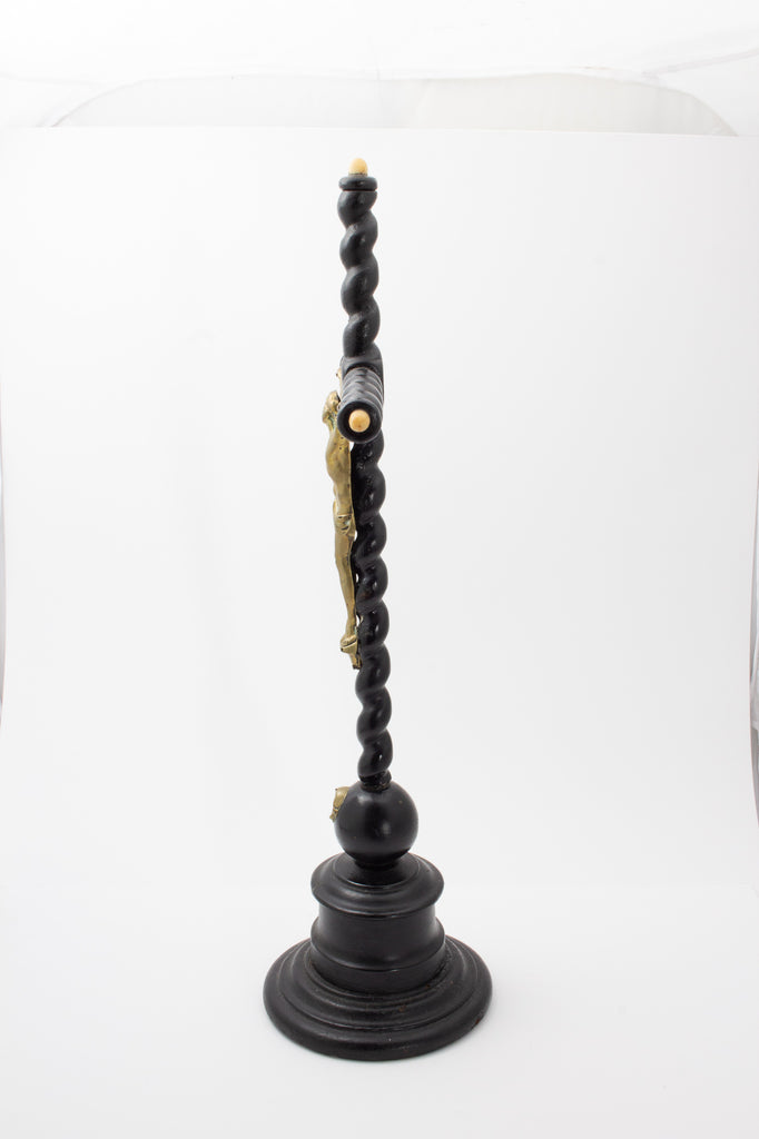 Antique Lacquered Wood & Brass Altar Crucifix found in France