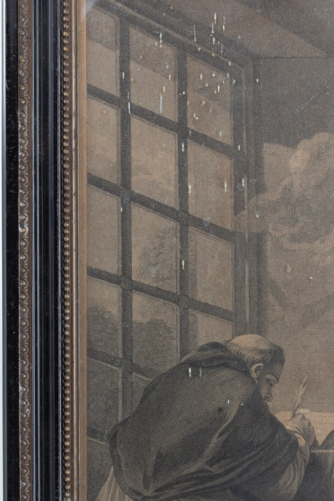 Antique Framed Etching of Saint Gregory the Great, by I.A. Marlinet