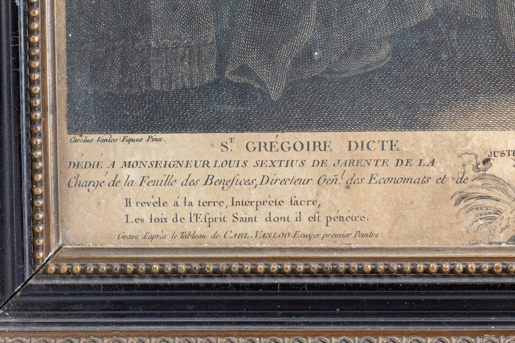 Antique Framed Etching of Saint Gregory the Great, by I.A. Marlinet