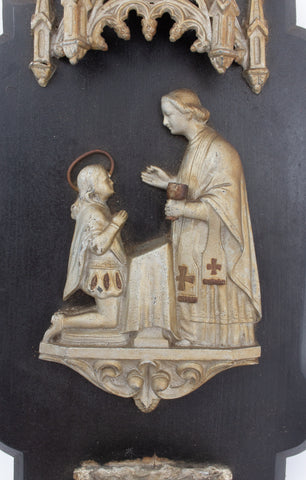 Antique French Holy Water Font Plaque