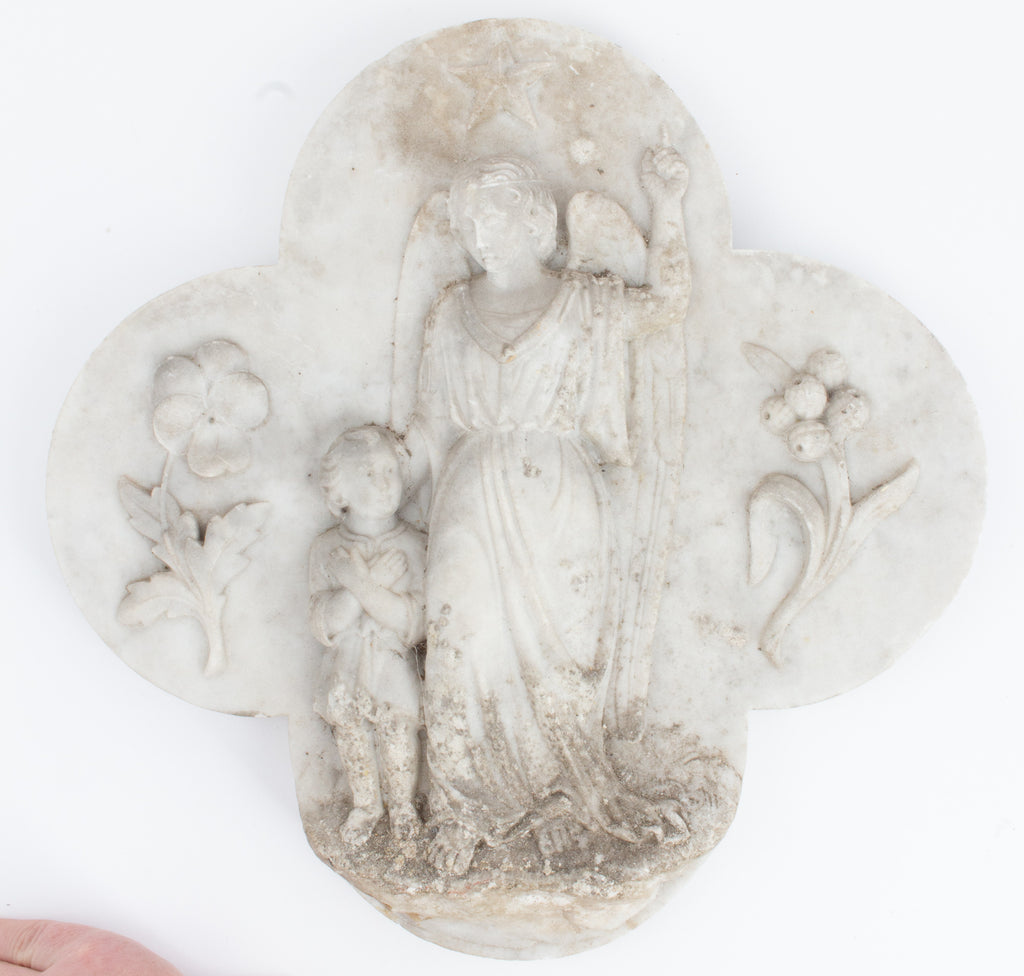 Antique French Marble Angel Plaque