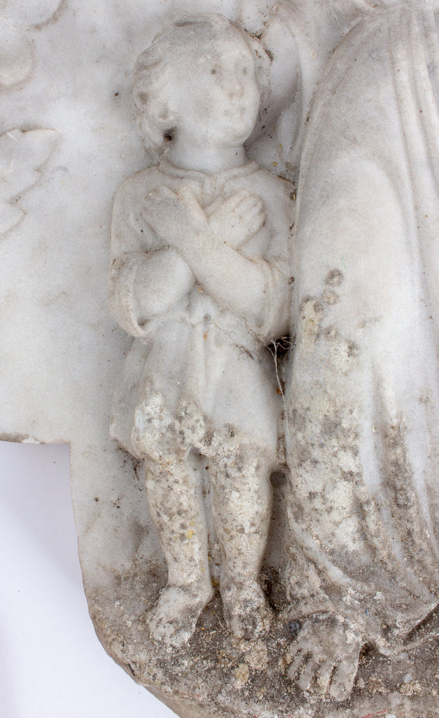 Antique French Marble Angel Plaque