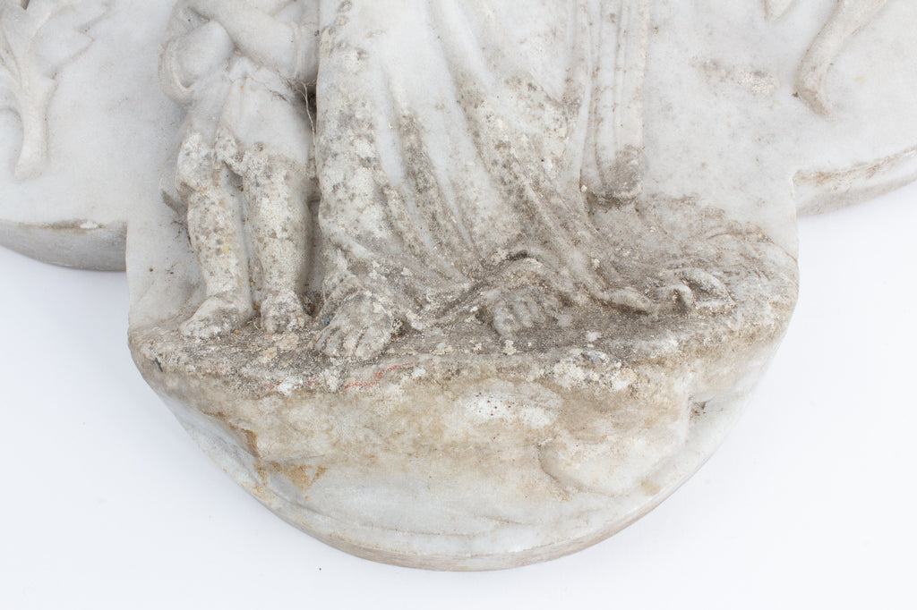 Antique French Marble Angel Plaque