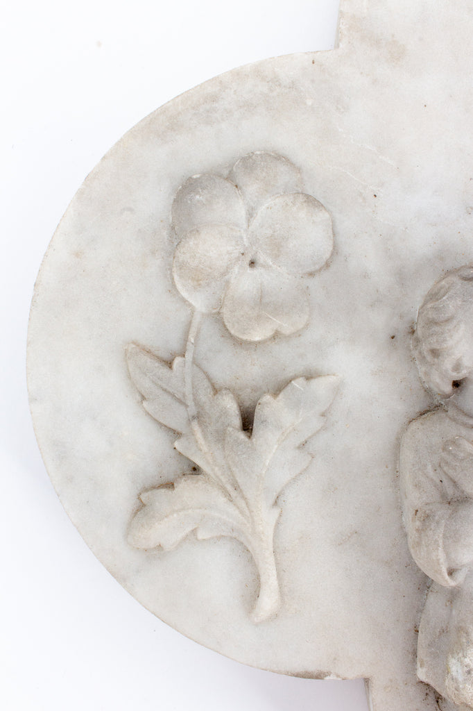 Antique French Marble Angel Plaque