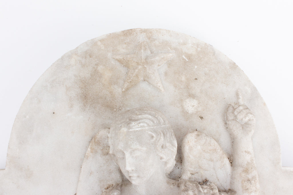 Antique French Marble Angel Plaque