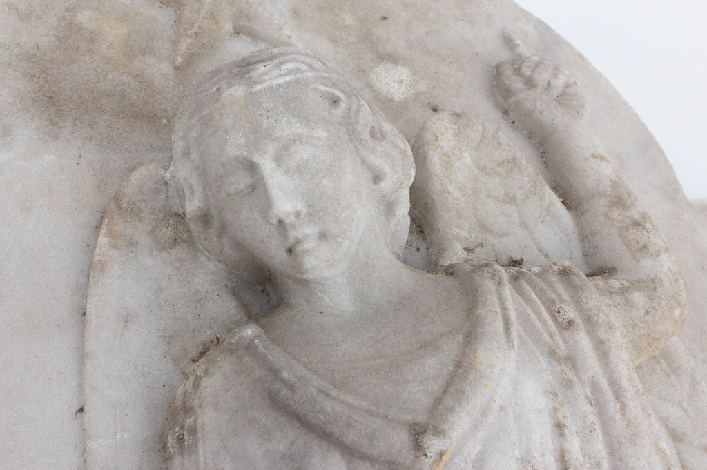 Antique French Marble Angel Plaque