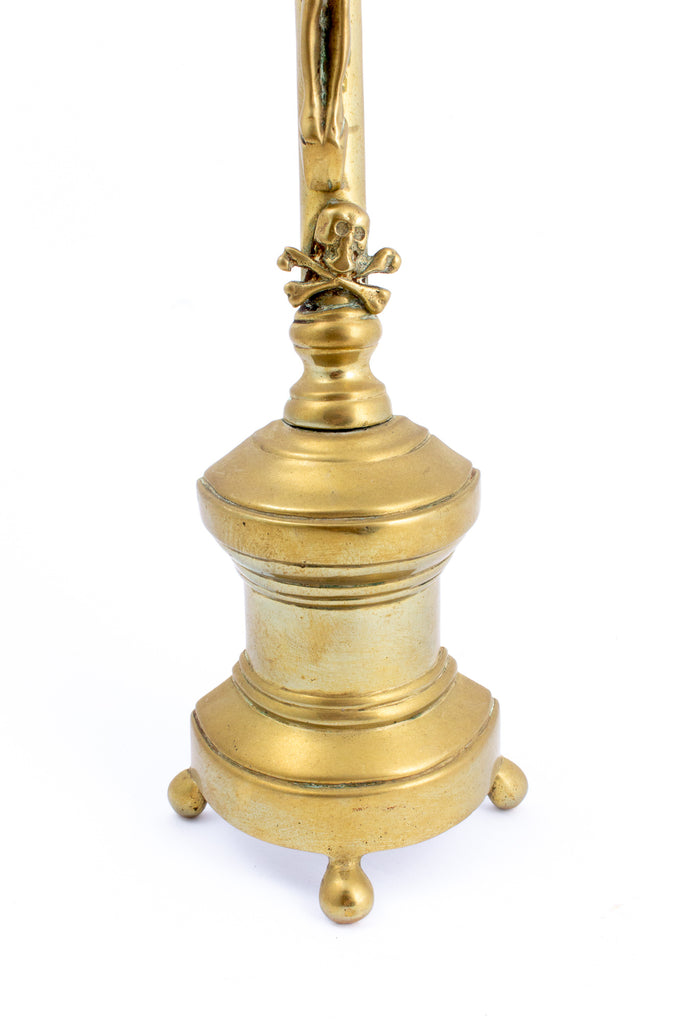 Antique French Brass Standing Crucifix