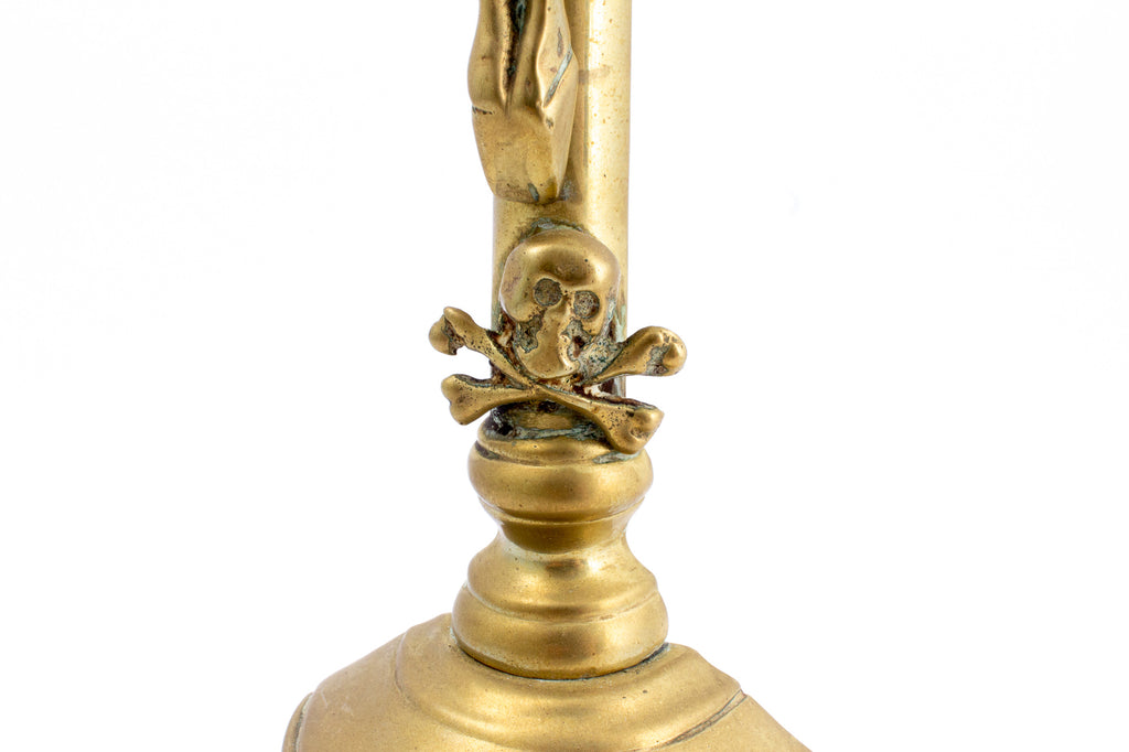 Antique French Brass Standing Crucifix