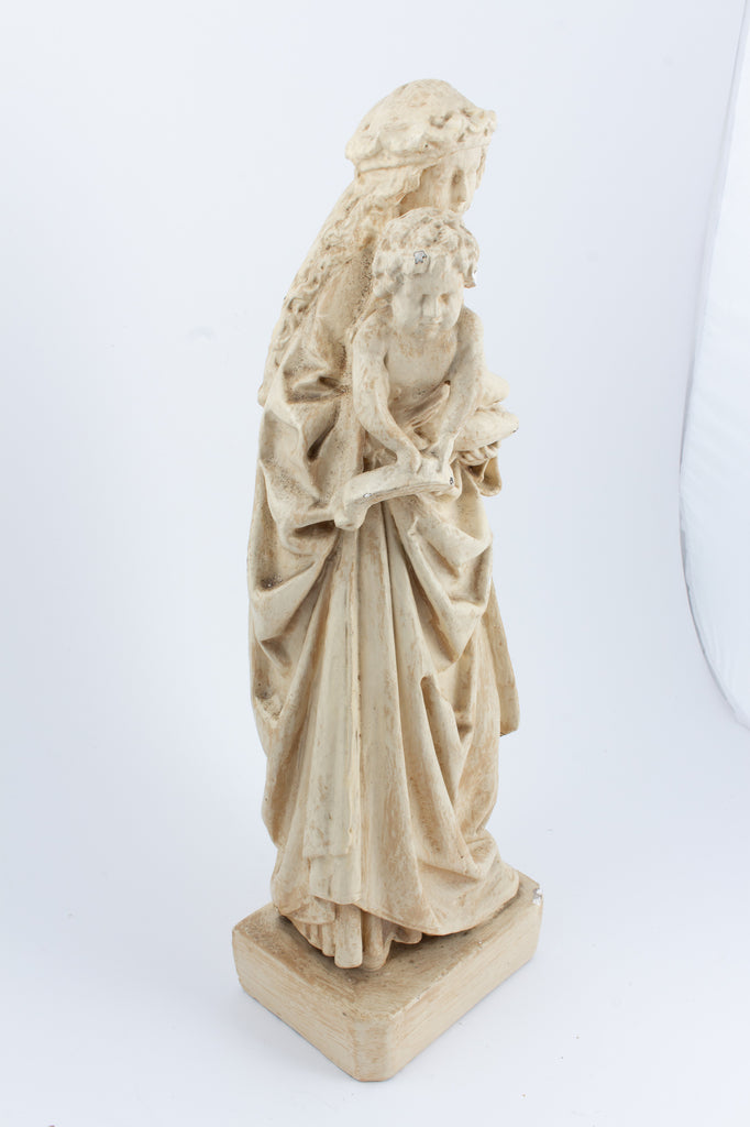 Antique French Plaster Holy Mother Statue