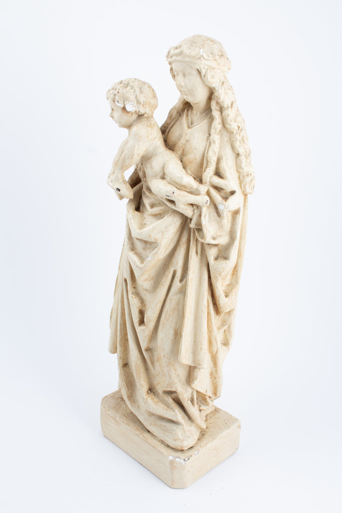 Antique French Plaster Holy Mother Statue