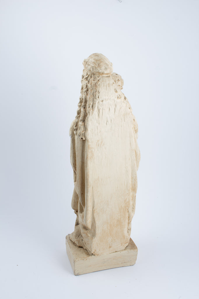 Antique French Plaster Holy Mother Statue