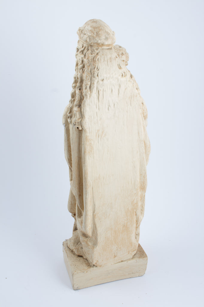 Antique French Plaster Holy Mother Statue