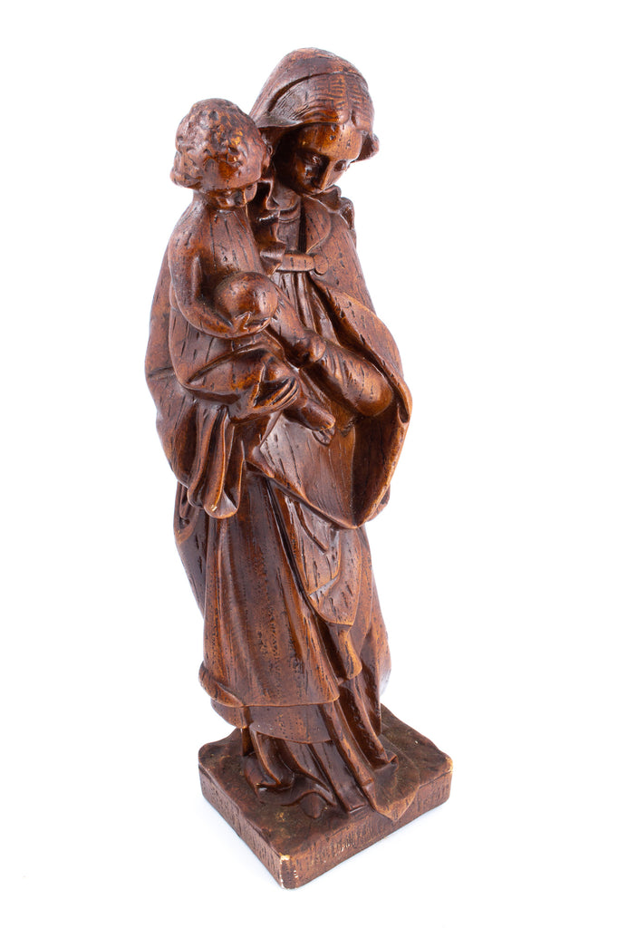 Vintage 1920s Belgian Earthenware Holy Mother Statue