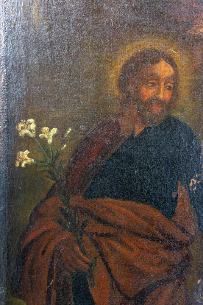 Antique French Religious Oil Painting - Unframed
