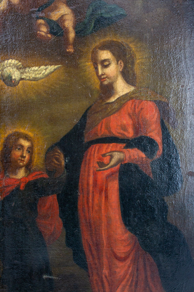 Antique French Religious Oil Painting - Unframed