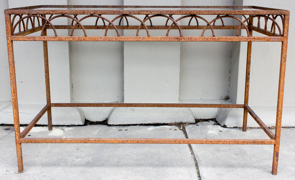 Pair of Antique French Iron & Glass Bar Tables from a Parisian Flower Shop
