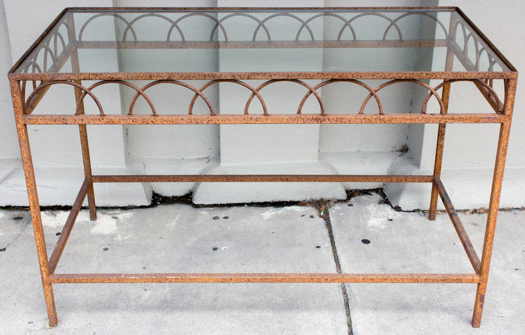 Pair of Antique French Iron & Glass Bar Tables from a Parisian Flower Shop