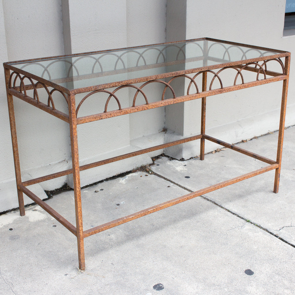 Pair of Antique French Iron & Glass Bar Tables from a Parisian Flower Shop